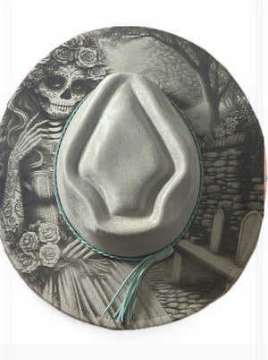 La Catrina Día de los Muertos Engraved Hat – Elegant Day of the Dead Inspired Statement Piece