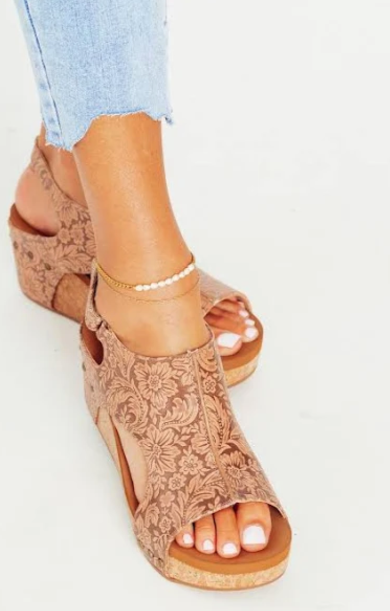 Liberty Tooled Wedged Sandals