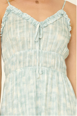 Tie-Dye Jacquard Ruffled Mini Sundress