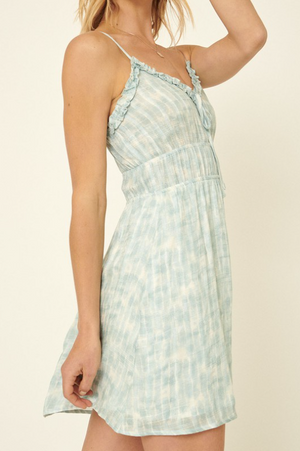 Tie-Dye Jacquard Ruffled Mini Sundress