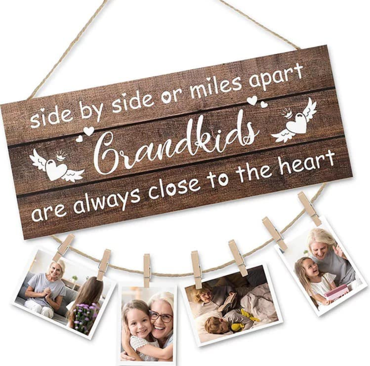 Side by Side or Miles Apart Grandkids are Always Close to the Heart Photo Home Decor