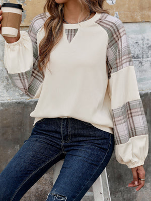 Plaid Round Neck Long Sleeve Shirt