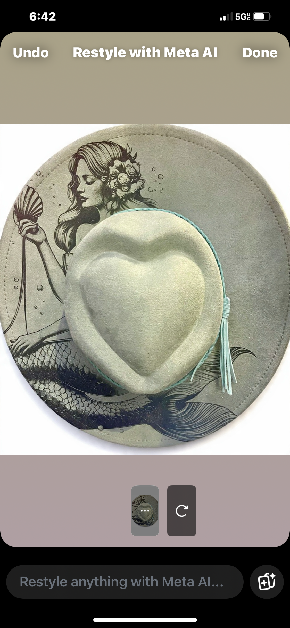 Mermaid in the Mirror Engraved Hat