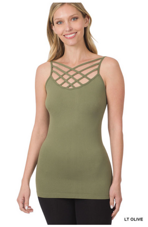 SEAMLESS TRIPLE CRISS-CROSS FRONT CAMI