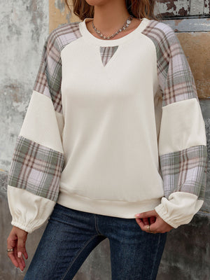 Plaid Round Neck Long Sleeve Shirt