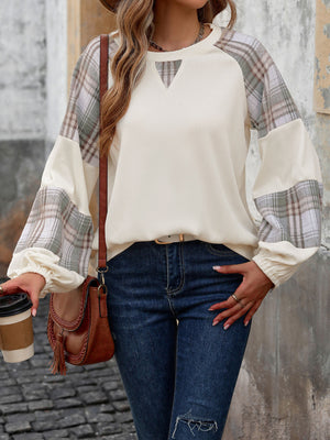 Plaid Round Neck Long Sleeve Shirt