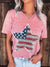 US Flag Graphic V-Neck Short Sleeve T-Shirt