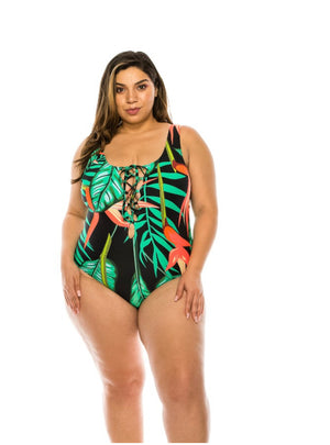Tropical One Piece With  Matching Cover Up Set
