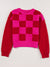 Plaid Heart Round Neck Sweater