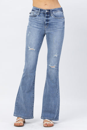 HI-RISE DESTROYED FLARE Judy Blue Jeans