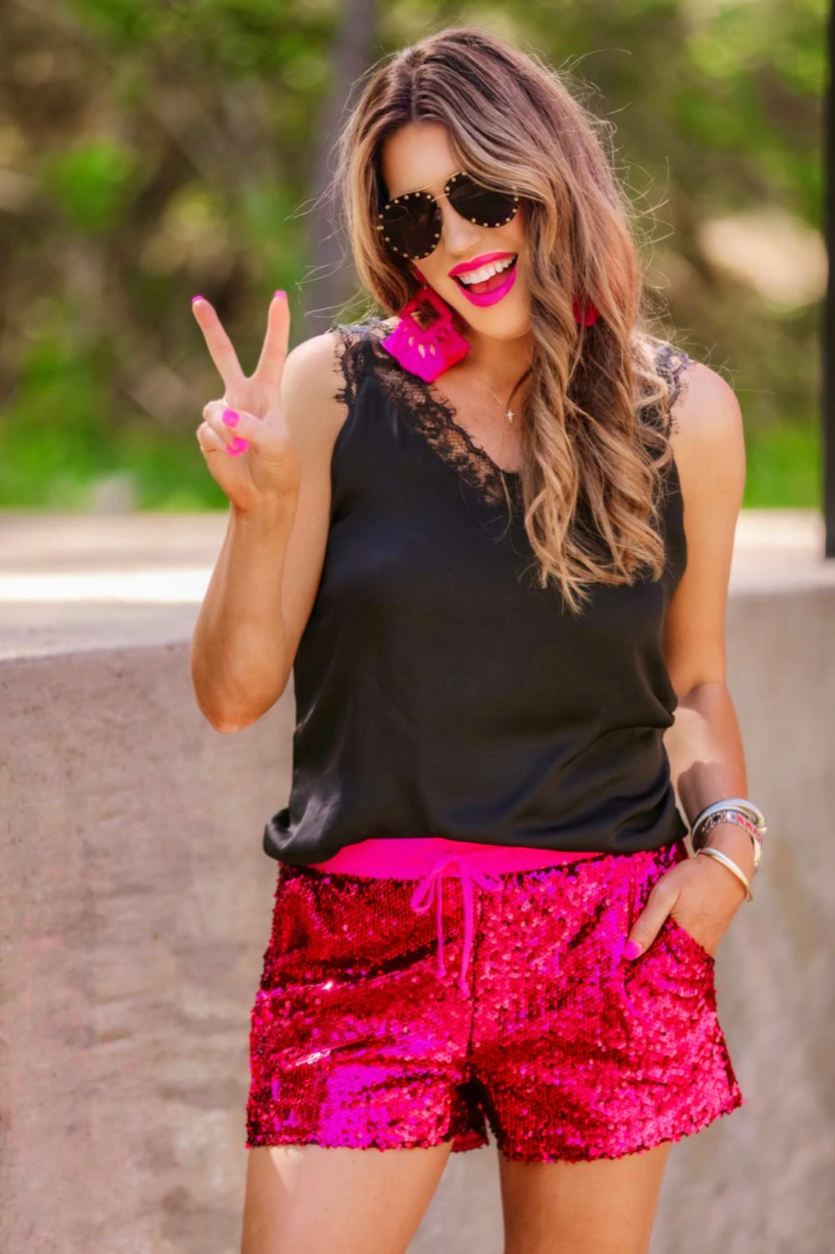 Just Sparkle Pink Sequin Shorts