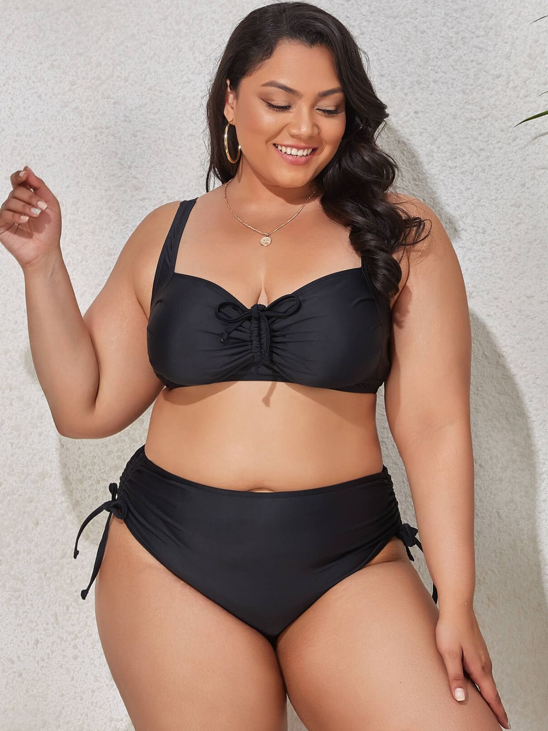 Plus Size Printed Drawstring Detail Bikini Set - Blessed & Boujee Boutique