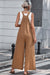 Texture Buttoned Wide Leg Overalls